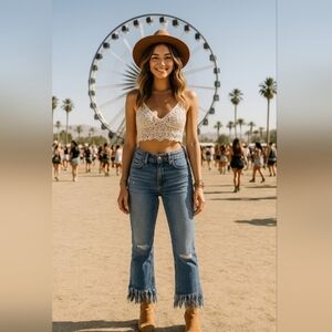 NWT Anthropologie Pilcro and the Letterpress Fringe Jeans Size 25